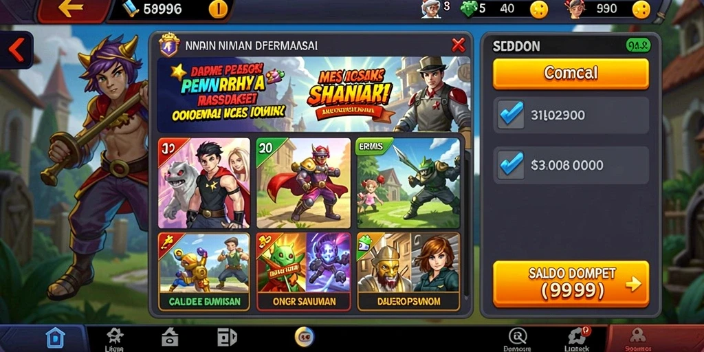 Screenshot menampilkan antarmuka utama REJEKIHUB dengan berbagai pilihan misi.